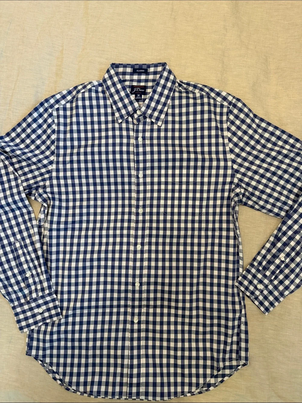 J. Crew Navy and White Gingham Button-Down Shirt New with Tags Removed